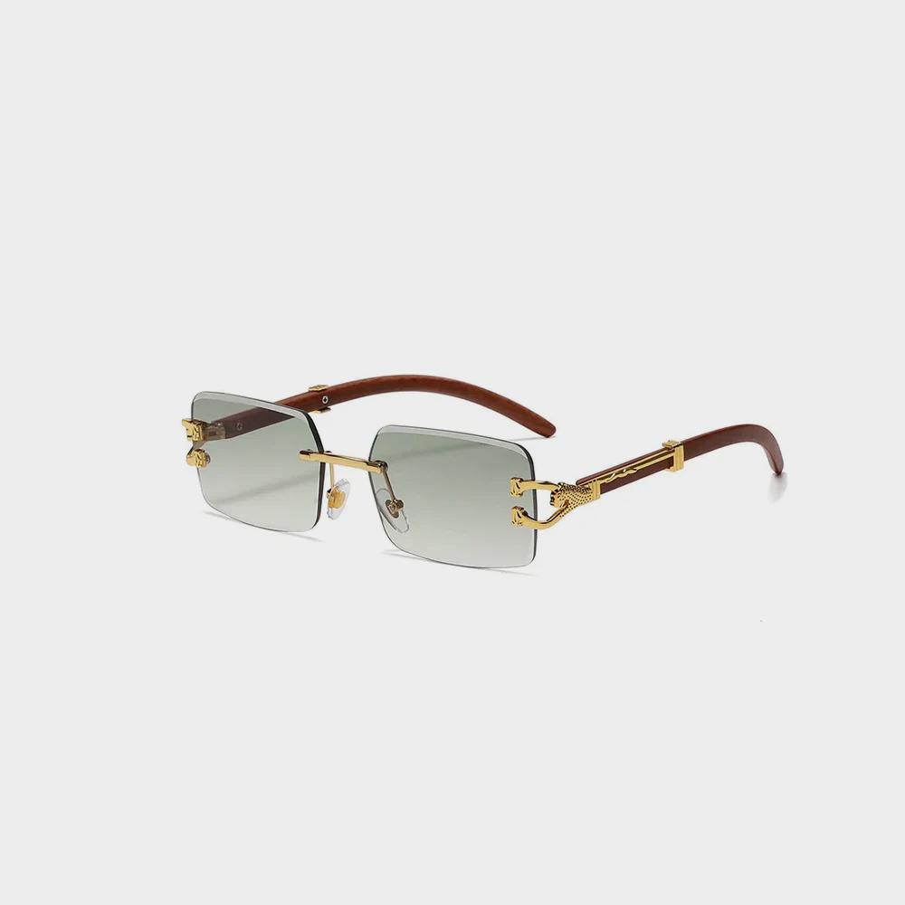 Classic Vintage Rimless Square Leopard Head Sunglasses Image 2