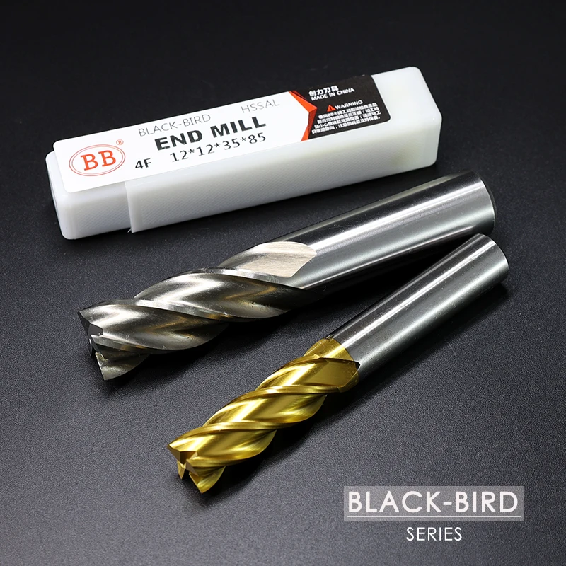 BB TiN Coating End Mills HSS ISO Imperial Inch Diameter Metal Cutter Router Bit High Speed Steel 1 25mm 4 Flutes 3 175 1/8 Image 2