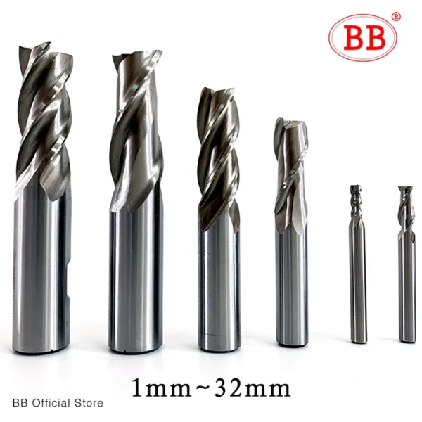 BB End Mills High Precision HSS Metal Cutter Co8 Cobalt D1 32mm 2 3 4 Flutes Teeth Aluminum Milling Tool Key Seater Router Bit