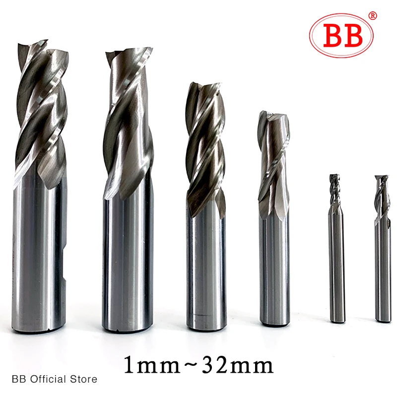 BB End Mills High Precision HSS Metal Cutter Co8 Cobalt D1 32mm 2 3 4 Flutes Teeth Aluminum Milling Tool Key Seater Router Bit