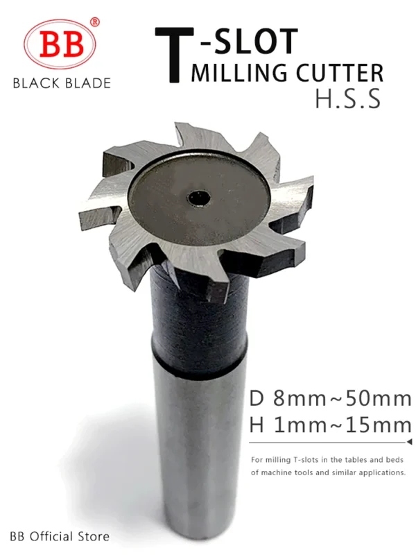 BB T Slot Milling Cutter for Metal HSS Woodruff Key Seat Router Bit Thickness 1 12mm Diameter 8 50mm