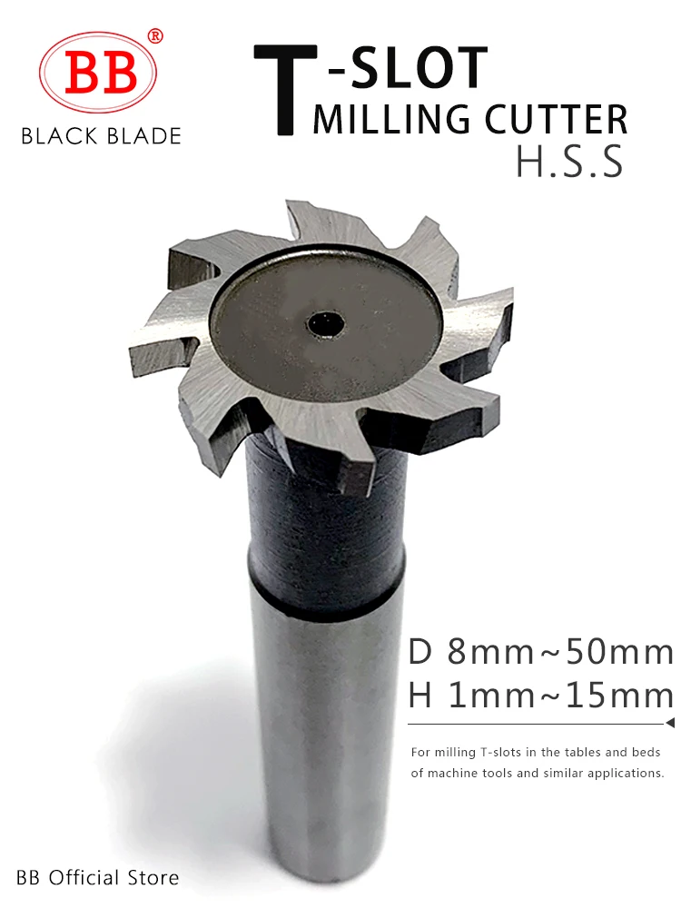 BB T Slot Milling Cutter for Metal HSS Woodruff Key Seat Router Bit Thickness 1 12mm Diameter 8 50mm