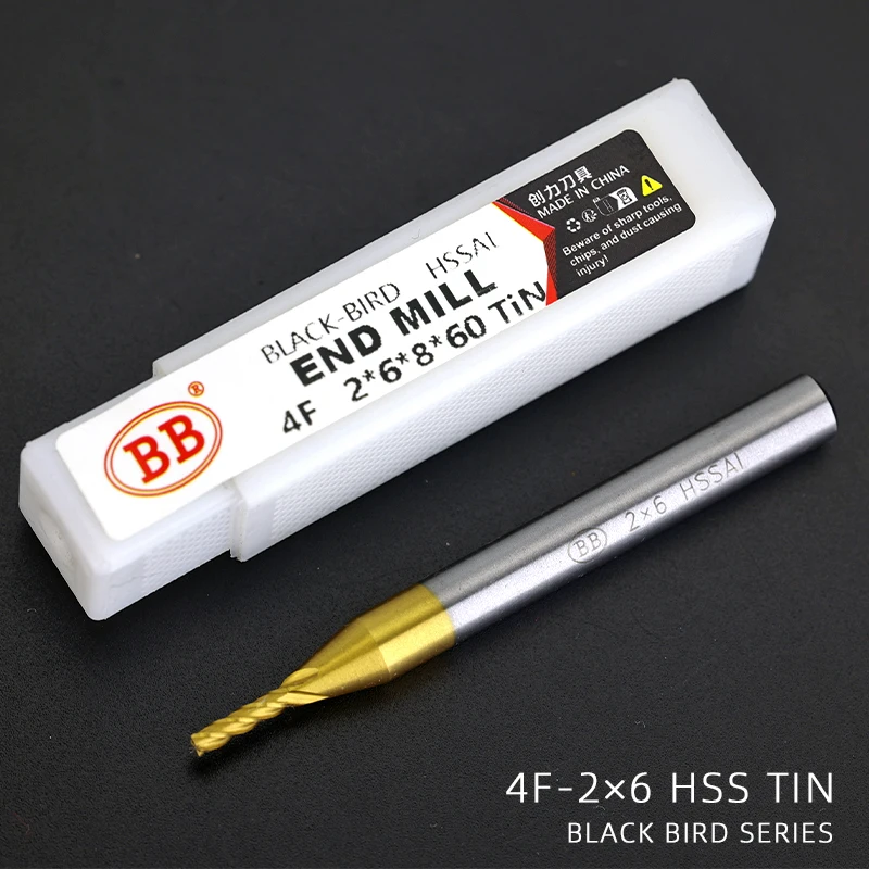 BB TiN Coating End Mills HSS ISO Imperial Inch Diameter Metal Cutter Router Bit High Speed Steel 1 25mm 4 Flutes 3 175 1/8 Image 5