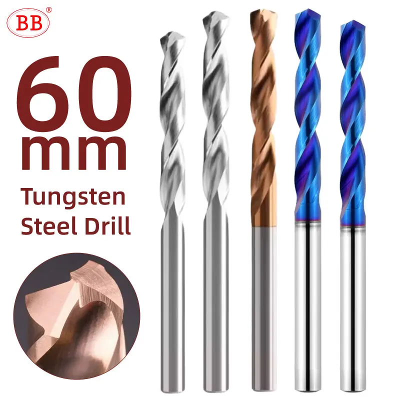 BB 60mm Length Carbide Drill CNC Hole Making Drilling Tool Diameter 1mm 6mm for Metal Steel