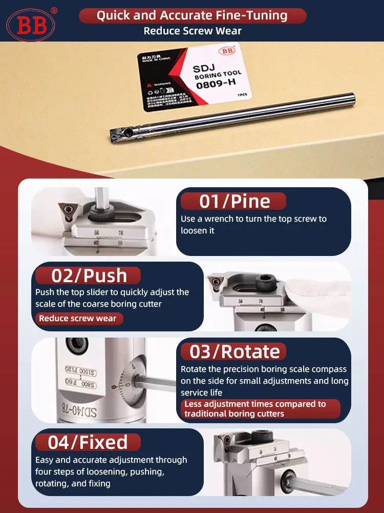 BB SDJ Indexable Adjustable Boring Cutter Modular Tool Fine Turing Head CNC Tool Holder TPGH Insert HSS Carbide Image 3