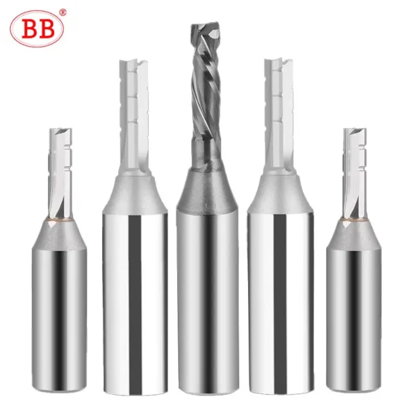 BB Straight Slot Bit Milling Cutter CNC Wood Engraving Machine End Mill Rough TCT Router Bit 6mm 8mm 2T 3T 4F Shank 1/2 12 7mm