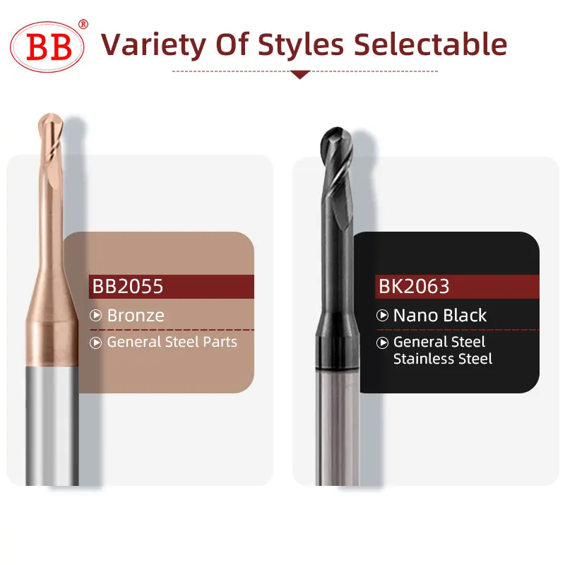 BB Micro Ball End Mill Long Neck Carbide CNC Small Mini Rib Deep Machining Cutter R0 1 R1 5 Tool for Steel Metal Image 5