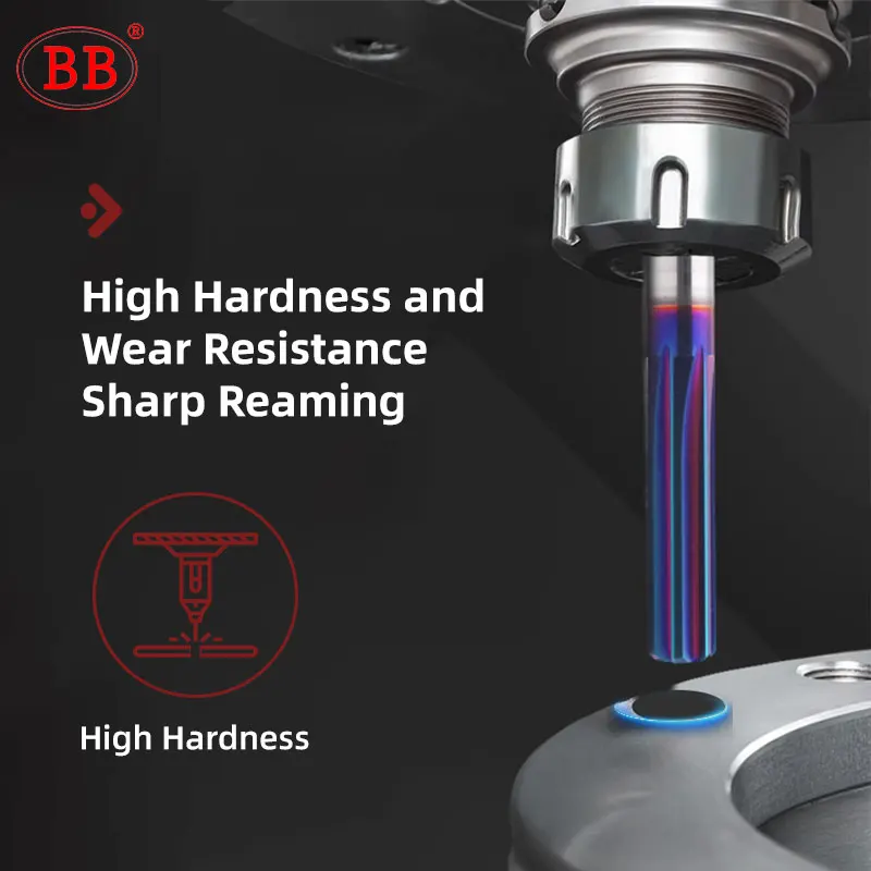 BB Carbide Reamer CNC Machine Hole Deburring Tool Coating HRC60 Lath Cutter Drill Stainless Steel Hard Steel 6mm 8mm 1PCS Image 2