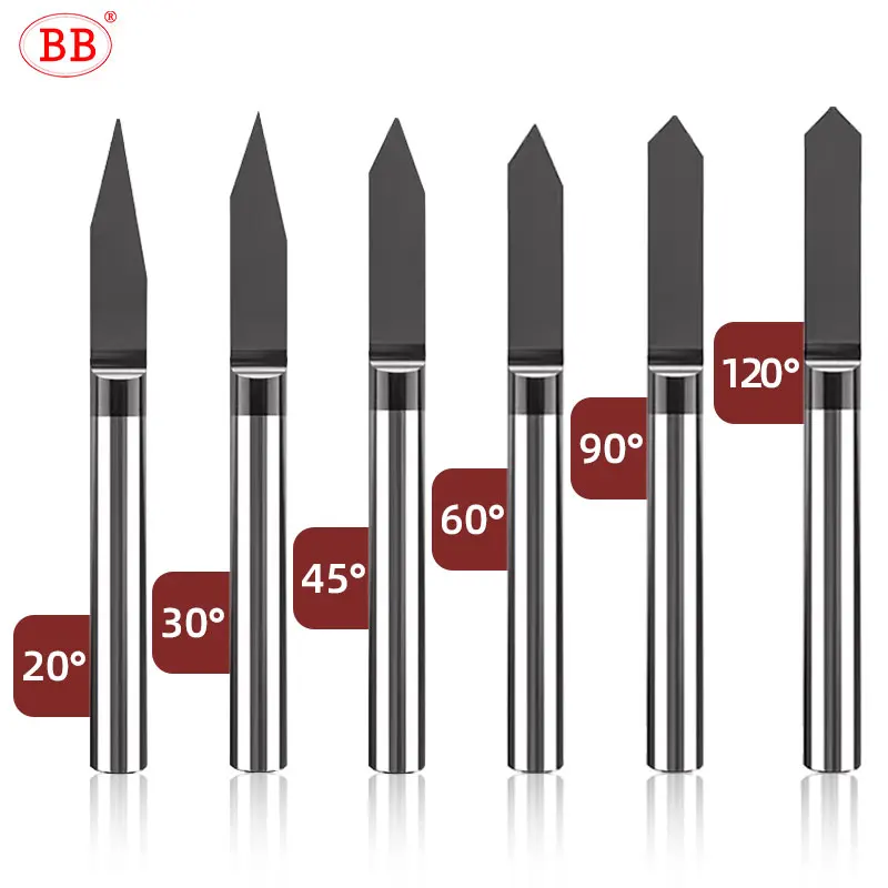 BB Carbide Engraving Bits Coated Graphic Word Carving Router Milling Cutter CNC for Metal Steel Wood Acrylic Plastic 3 175 4 6mm