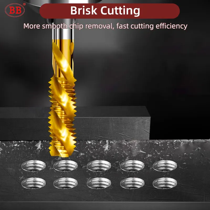 BB Inch Threading Tap HSS CO Spiral Straight Flute Fluteless UNC UNF TiN Coated Cobalt Machine Metal CNC Tool Image 3