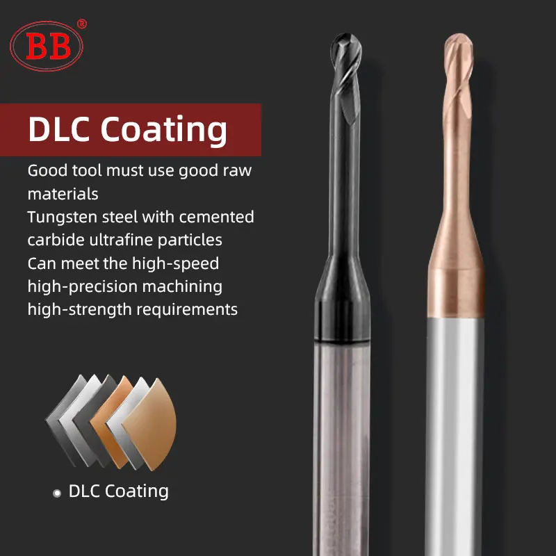 BB Micro Ball End Mill Long Neck Carbide CNC Small Mini Rib Deep Machining Cutter R0 1 R1 5 Tool for Steel Metal Image 4