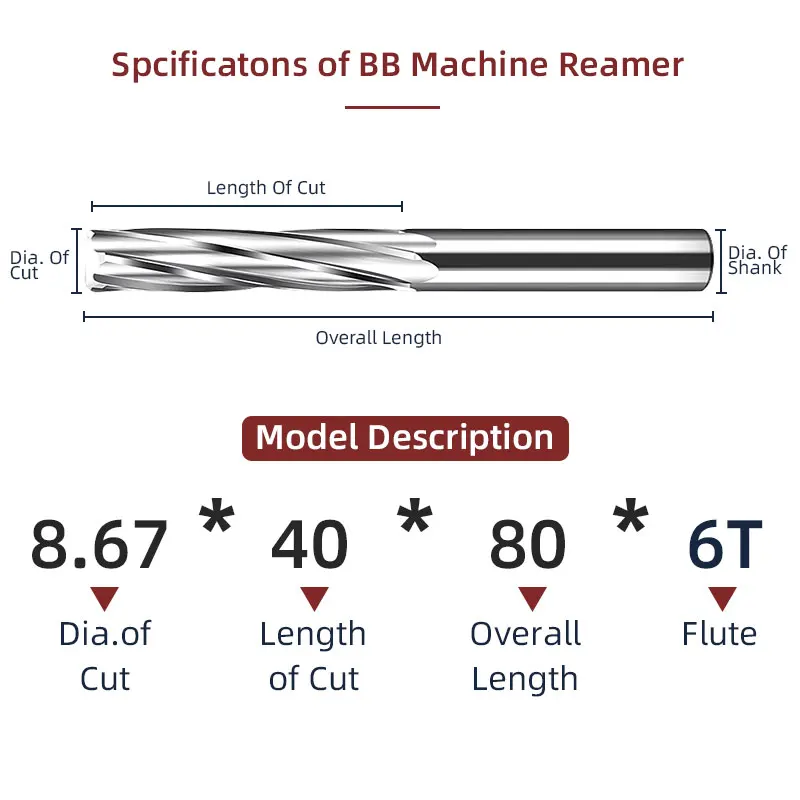 BB 8 67 12 09 Machine Reamer Spiral Flute Solid Carbide Uncoated Tolerance Chucking Metal Cutter CNC for Aluminum Image 3