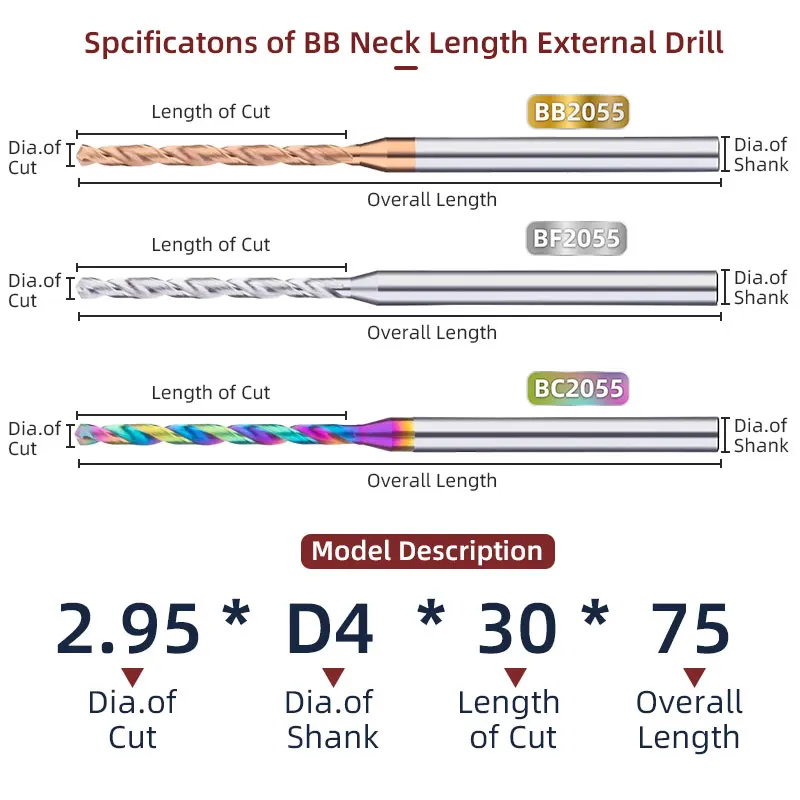 BB Micro Small External Drill Long Cutting Length 50mm Shank Diameter 4mm 1mm~2 95mm Image 5
