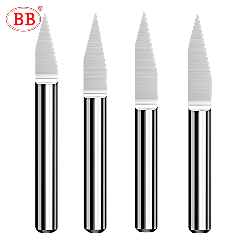 BB Flat Bottom Engraving Bits CNC Carving Tungsten Carbide Router PCB Wood Acrylic Plastic 3D Milling Cutter 3 175 4 6 20 Degree