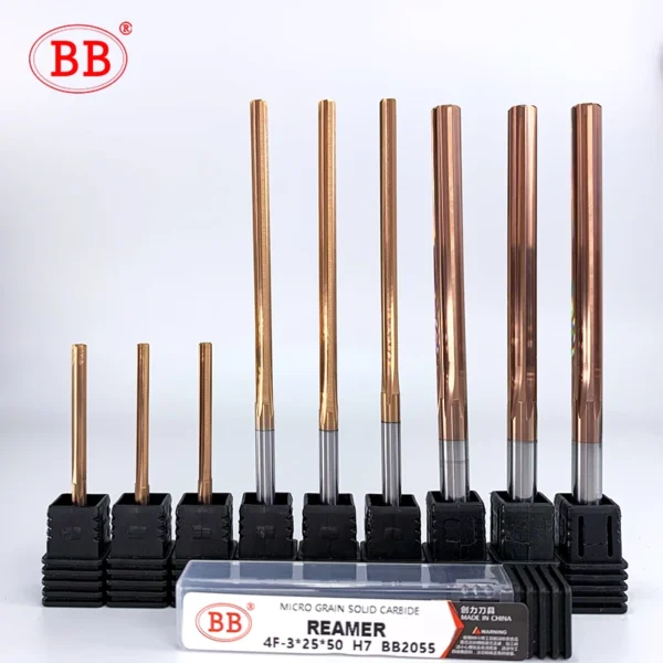 BB 1mm 20mm Carbide Reamer Coated Spiral Straight Flute H7 Chucking Hardened Steel Metal Cutter 4 6 Flute CNC Hole Tool
