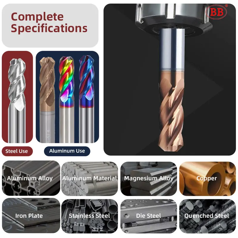 BB End Mill C Tip Angle 45 Degree Corner Chamfer Milling Cutter Deburring CNC Tool Carbide for Steel Aluminum Diameter 3 12mm Image 4