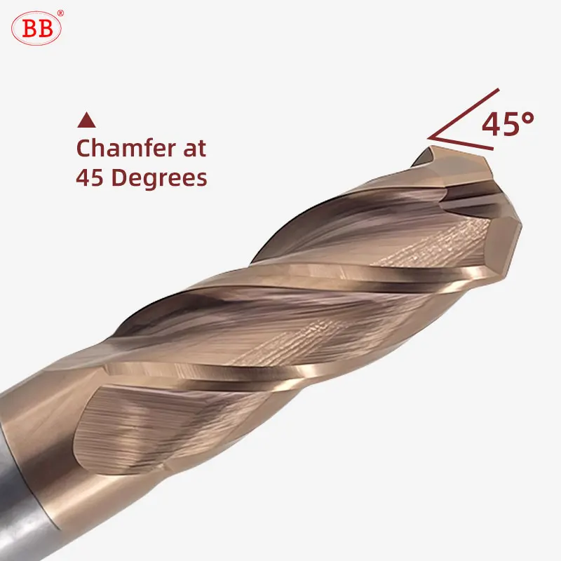 BB End Mill C Tip Angle 45 Degree Corner Chamfer Milling Cutter Deburring CNC Tool Carbide for Steel Aluminum Diameter 3 12mm Image 3