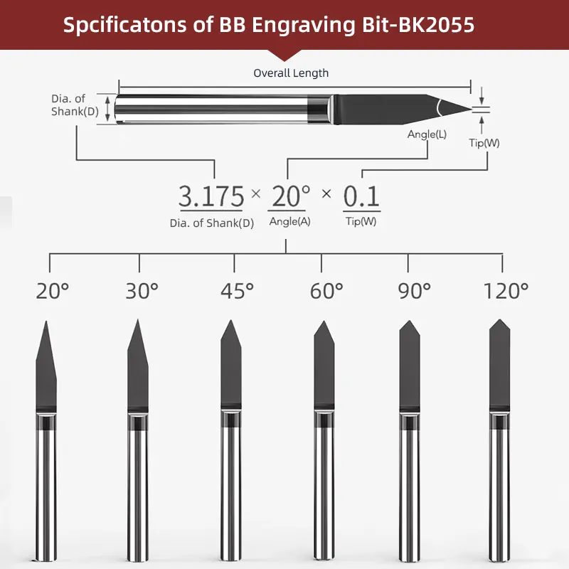 BB Carbide Engraving Bits Coated Graphic Word Carving Router Milling Cutter CNC for Metal Steel Wood Acrylic Plastic 3 175 4 6mm Image 3